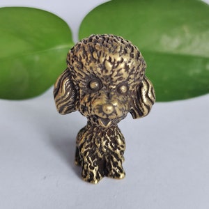 Retro Brass Miniature Carving Animal Poodle Small Ornament Solid Brass Zodiac Dog