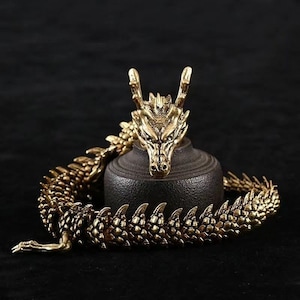 Retro Pure Brass 3D Dragon Ornament Activity Joint Office Desktop Ornament Bookcase Crafts