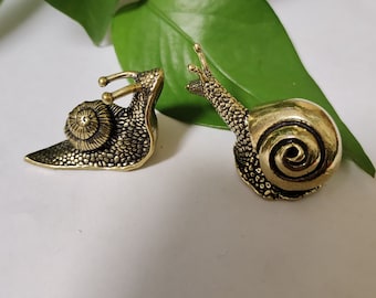 2pcs Handmade Brass Mini Snail/Pure Copper Tea Pet Office Living Room Home Decoration