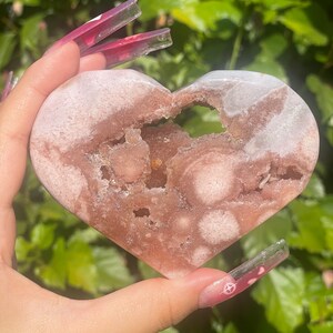 High Quality Druzy Pink Amethyst Heart Carving
