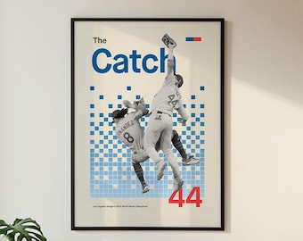 Andy Pages "The Catch" Wall Art - Retro Los Angeles Dodgers Poster World Series Champions - Kike Hernandez