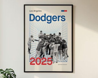Los Angeles Dodgers Retro Poster - World Series Poster MidCentury Modern Wall Art - Ohtani, Yamamoto, Smith, Rojas, Hernandez, Betts, Pages