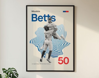 Mookie Betts Retro Dodgers Poster – Midcentury Modern Vintage Dodgers Artwork