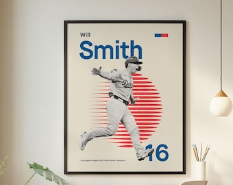 Will Smith Poster - Dodgers Vintage Mid Century Modern Baseball Art - World Series 2025
