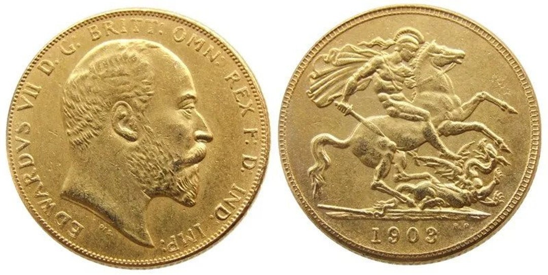 Gold Plated Replica Full Sovereign Edward VII Head British Etsy