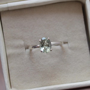 Beautiful Green Amethyst Ring - Oval Cut Amethyst - Natural Amethyst Birthstone Promise Ring- 925 Sterling Silver Ring