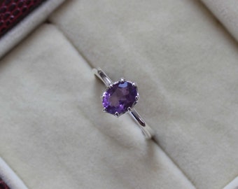 Amethyst Oval Cut Ring , 925 Sterling Silver , February Birthstone , Wedding Ring , Cluster Ring , Statement Ring , Amethyst Jewelry