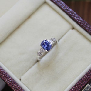 Oval Cut Tanzanite Ring Vintage Sterling Silver Blue Engagement Ring Unique Anniversary Ring December Birthstone Birthday Gift