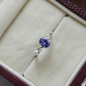 Tanzanite Engagement Ring-Oval Cut Promise-Mothers Day Present-Moms Gift For Her-Aniversary Wedding Ring-Silver Plated