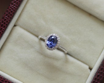 Tanzanite Ring Vintage 925 Sterling Silver Blue Engagement Ring Unique Anniversary Ring December Birthstone Birthday Gift