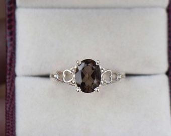 925 Silver Brown Smoky Quartz Gemstone Ring , Solid Silver Ring , Birthstone Jewelry , Handmade Ring , Gift For Women's