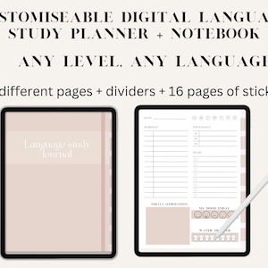 LanguageFully Customiseable Language Learning Digital Planner, Hyperlinked Language Study Notebook, Goodnotes, Foreign Language notebook