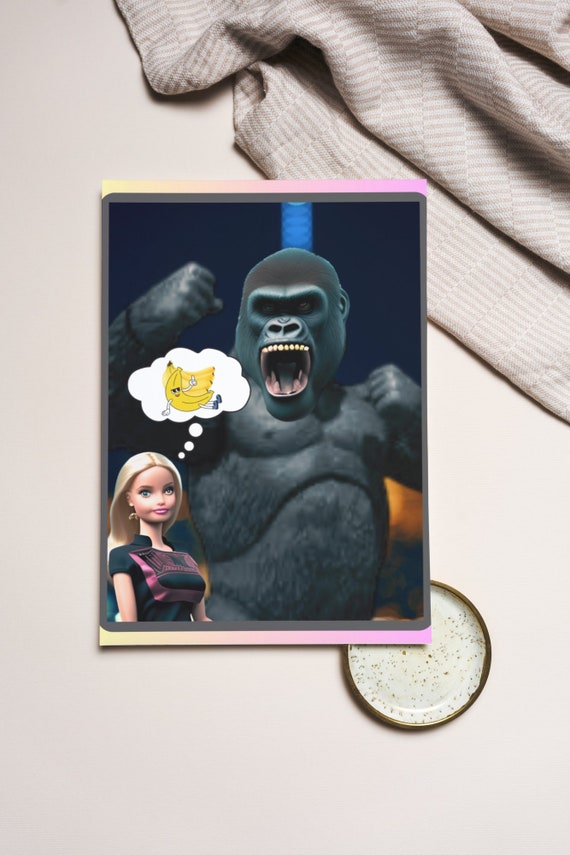 Barbie Doll Inspired Cards Barbie and King Kong Bananas Humorous Cards Blank Inside Greeting Cards Etsy