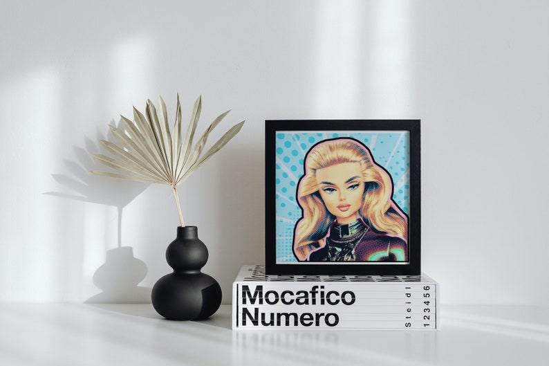 Barbie Wall Art Retro Design Blue and Gold Decor Etsy