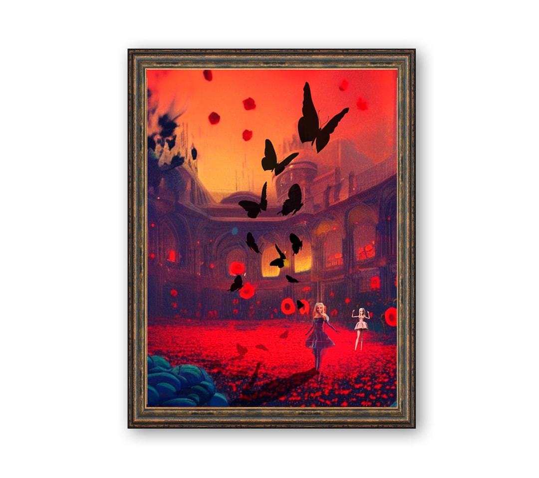 The Butterflies & Barbies Wall Art, Fantasy Wall Art, Retro Print