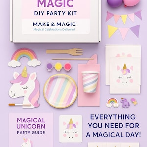 Unicorn Magic DIY Party Kit for Kids - Crafts, Decor, Party Favors and More - Make and Magic™ Birthday Box