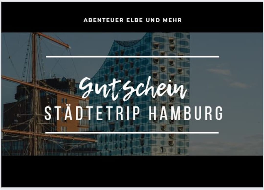Karte Gutschein Städtetrip Hamburg, 2 Versionen schwarz und weiß