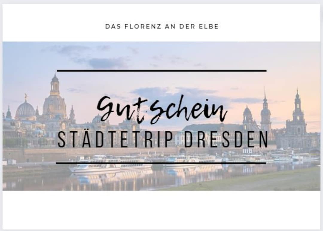 Karte Gutschein Städtetrip Dresden, 2 Versionen schwarz und weiß