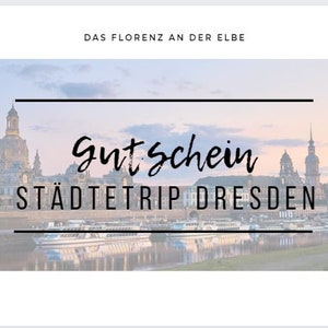 Card voucher city trip Dresden, 2 versions (black and white), directly printable, printable download