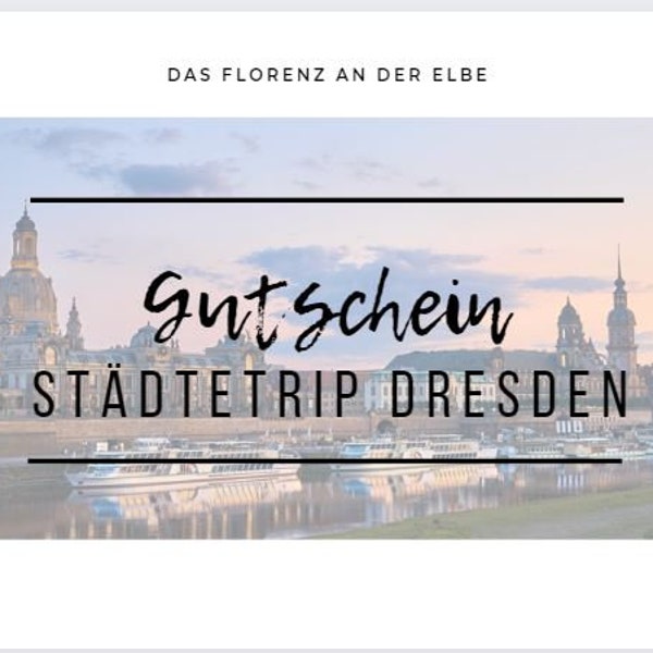 Karte Gutschein Städtetrip Dresden, 2 Versionen (schwarz und weiß), direkt ausdruckbar, printable Download