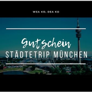 Card voucher city trip Munich, 2 versions (black and white), directly printable, printable download