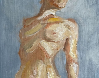 Female Figure Leaning - Original Fine Art Life Painting