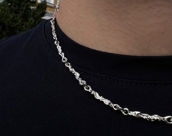 Unique & Handmade Silver Chain for Man • Vintage Silver Chain Necklace • Boho Chain Jewelry • Man Choker • Silver Chain Necklace for Man •