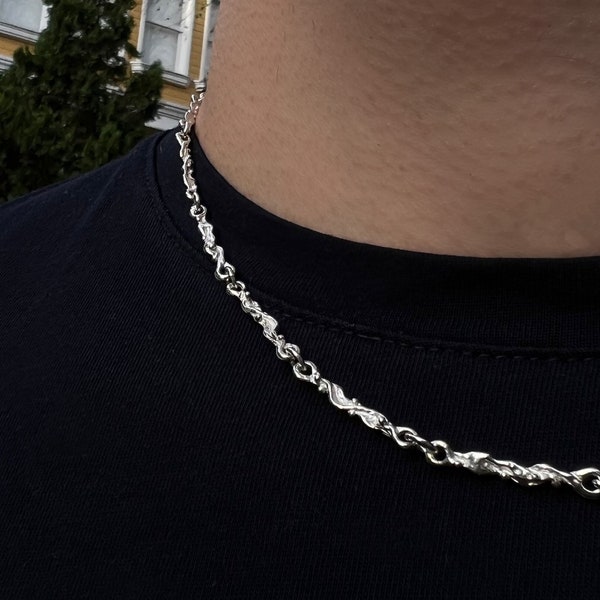 Unique & Handmade Silver Chain for Man • Vintage Silver Chain Necklace • Boho Chain Jewelry • Man Choker • Silver Chain Necklace for Man •