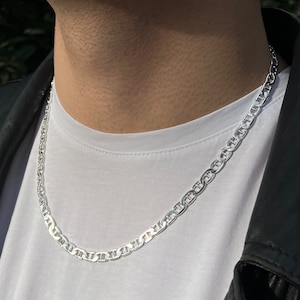 Sterling Silver Mariner Chain Necklace, Handmade Mariner Chain Necklace for Men and Women, Solid Silver Necklace, Everyday Jewelry, Gift