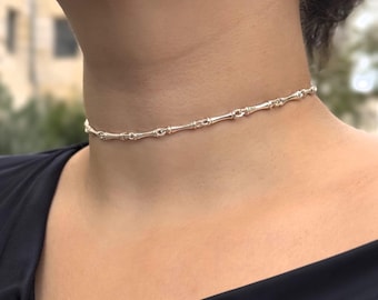 Handmade Silver Bone Choker • Sterling Silver Necklace • Unique Silver Jewelry • Minimalist Silver Choker • Modern Sterling Silver Choker
