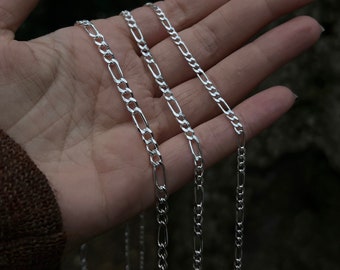 Sterling Silver Figaro Necklace Link - Figaro Silver Necklace - Italian Chain Necklace - Silver Necklace for Men - Handmade Silver