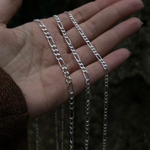 Sterling Silver Figaro Necklace Link - Figaro Silver Necklace - Italian Chain Necklace - Silver Necklace for Men - Handmade Silver