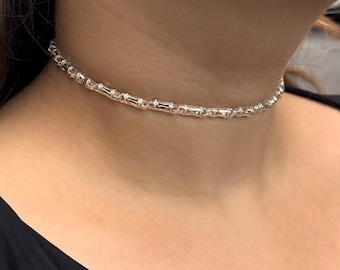 Solid Silver Choker Necklace • Handmade 925 Sterling Silver Choker • Silver Necklace • Boho Jewelry • Silver Choker Necklace For Women •