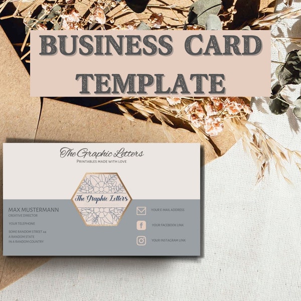 Editable Business Card Template for Canva Free Membership | Business Card Printable | Instant Download | DIY Individual Design