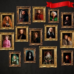 Wizard Portraits Gallery Wall Art Prints, Set of 27, Magical Home Decor (Digital Download)