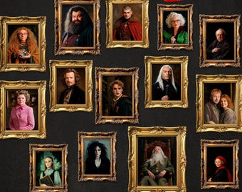 Wizard Portraits Gallery Wall Art Prints, Set of 27, Magical Home Decor (Digital Download)