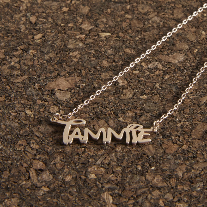thumbnail image 2 of Personalized 14K Gold Plated Name Plate Necklace – Unisex, Any Name/Color, Onyx/Acrylic, Joolsie Co. 2 of 6