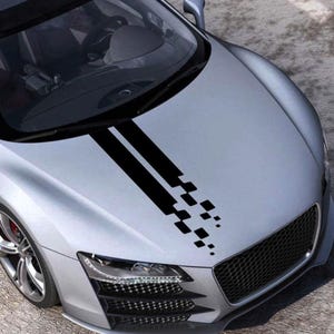Racing Hood Stripe Decal | Black Car Vinyl Sticker 90x21 cm | Tuning Sport Strip | Universal Fit | DIY Auto Styling