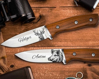 Jagdmesser mit Gravur | Geschenke für Jäger | personalisiertes Geschenke für Männer | Vatertagsgeschenk Papa | Jagdschein | Jagdeinladung