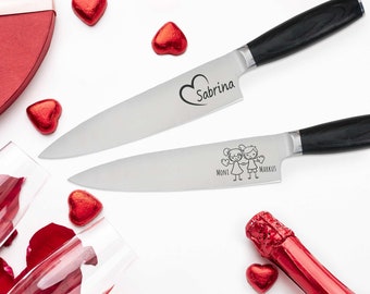 scharfes Küchenmesser mit Gravur | Geschenk für Valentinstag, Hochzeits- & Jahrestage | Geschenke für Köche |  Küchenzubehör mit Gravur