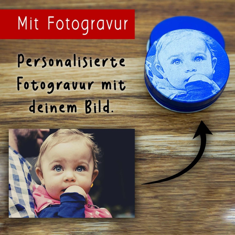 Zahndose mit Foto Geschenk zur Einschulung Schulanfang Geschenk zur Geburt Milchzahndose Zahnfee Metall Bild 4