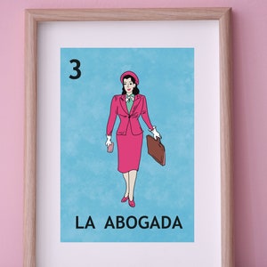 Cartel de La Abogada Loteria, Arte impreso de tarjeta de Loteria, Regalo de graduación de Abogada, Lotería Mexicana, Loteria Mexicana, Descarga Digital de Loteria