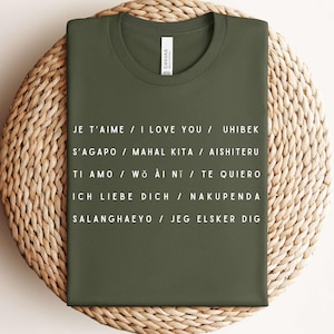 Different Languages T-Shirt I Love You Tee For Language Lover Gift Polyglot Shirt For Minimalist Shirt Simple Gift for Linguist Translator