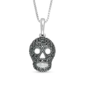 Verzauberte Disney Villains Evil Queen Skull Anhänger Disney Black Onyx Gothic Skull Anhänger Halskette aus Sterling Silber schwarz rhodiniert