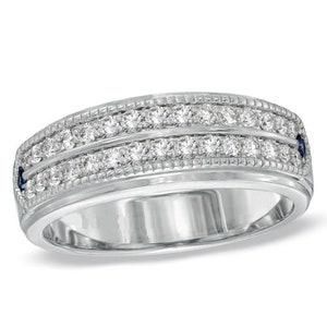 Vera Wang Love-collectie heren 5/8 CT diamanten dubbele rij trouwring in 14 kt witgoud knappe ring Mine Diamond Ring prachtige herenring