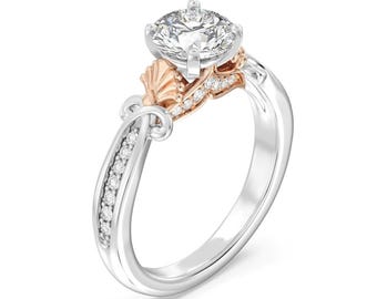 Betoverde Disney Diamond Ariel zeemeermin verlovingsring in sterlingzilver Prachtig vormgegeven ring Elegante ring Opvallende ring Mooie ring