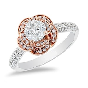 Enchanted Disney Stunning Diamond &quot;Belle&quot; Rose Frame Engagement Ring in Two-Tone Silver Beautiful Ring Exquisite Fashion Ring Fabulous Ring
