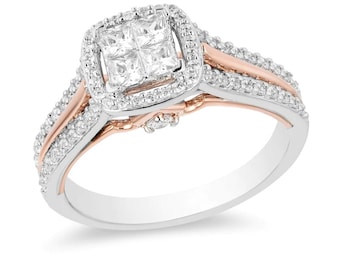 Betoverde Disney fijne sieraden 14 kt witgoud met 3/4 CT quad prinses geslepen diamant Aurora verlovingsringen voor dames mooie romantische ring