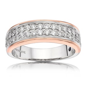 Vera Wang Love Men&#39;s 5/8 CT Diamond Vintage-Style Wedding Band in 14K Two-Tone Gold & Sterling Silver Men&#39;s Gold Diamond Engagement Ring
