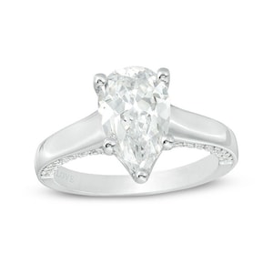 Vera Wang Love Collection Pear-shaped Diamond Engagement Ring in Sterling Silver Exquisite Diamond Ring Blue Sapphire Ring Split Shank Band